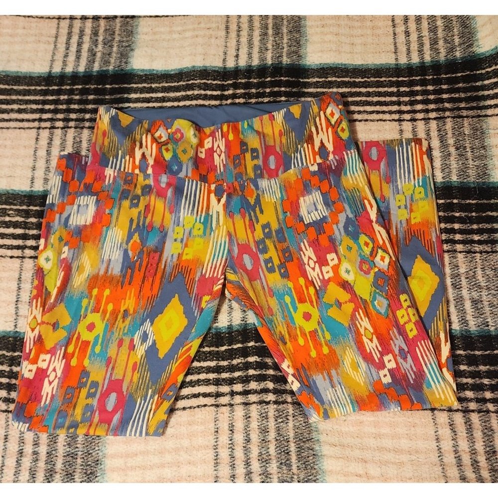 Slim-sation by Multiples women sz large bright design leggings